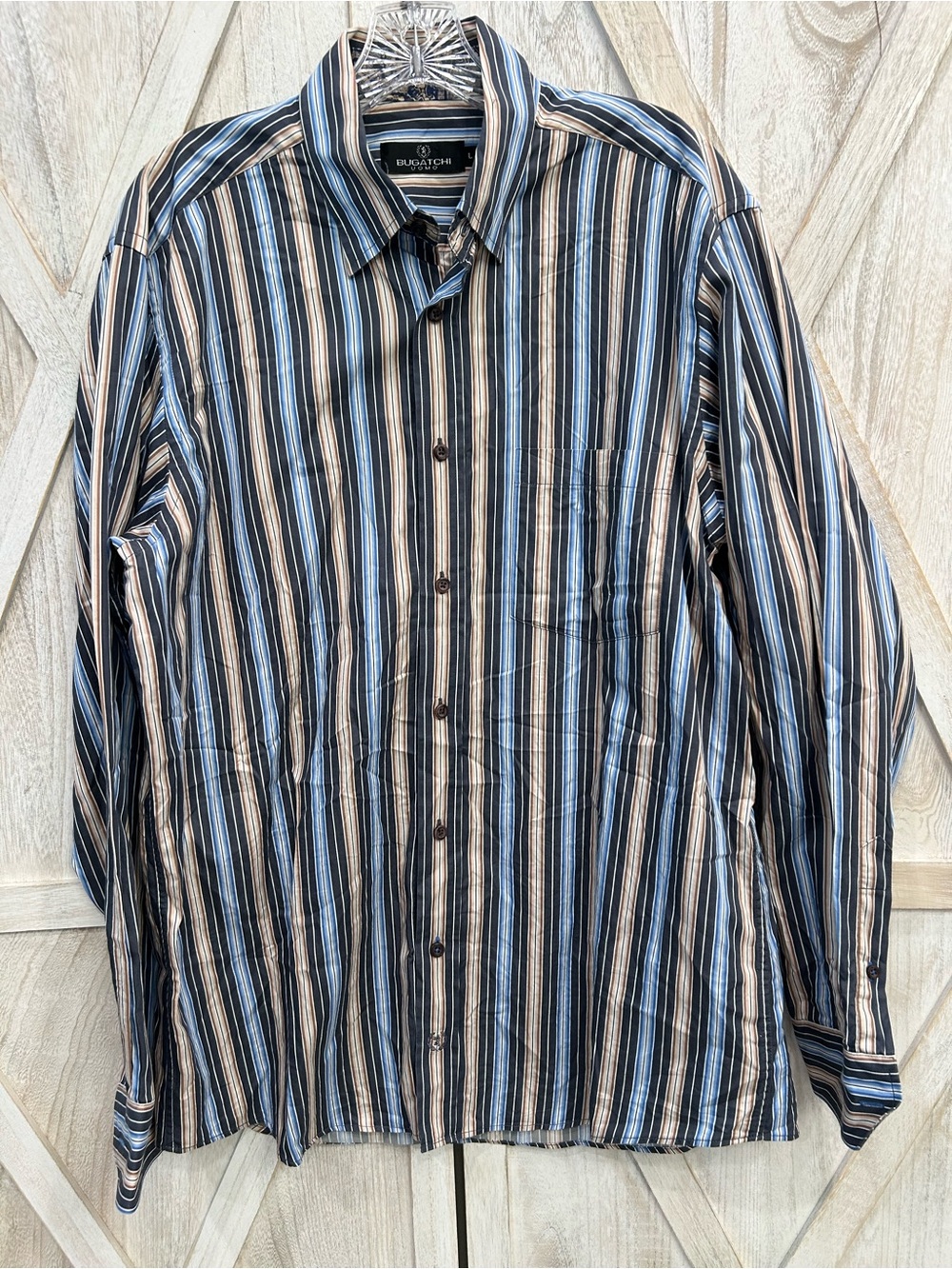 Bugatchi Uomo Blue Stripe Shirt Large